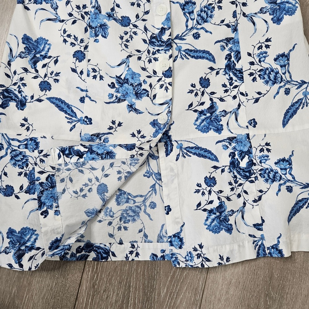 VTG Liz Claiborne Size L Shirt Dress Blue/White Tie Belt Floral Cotton Classic - Picture 6 of 11